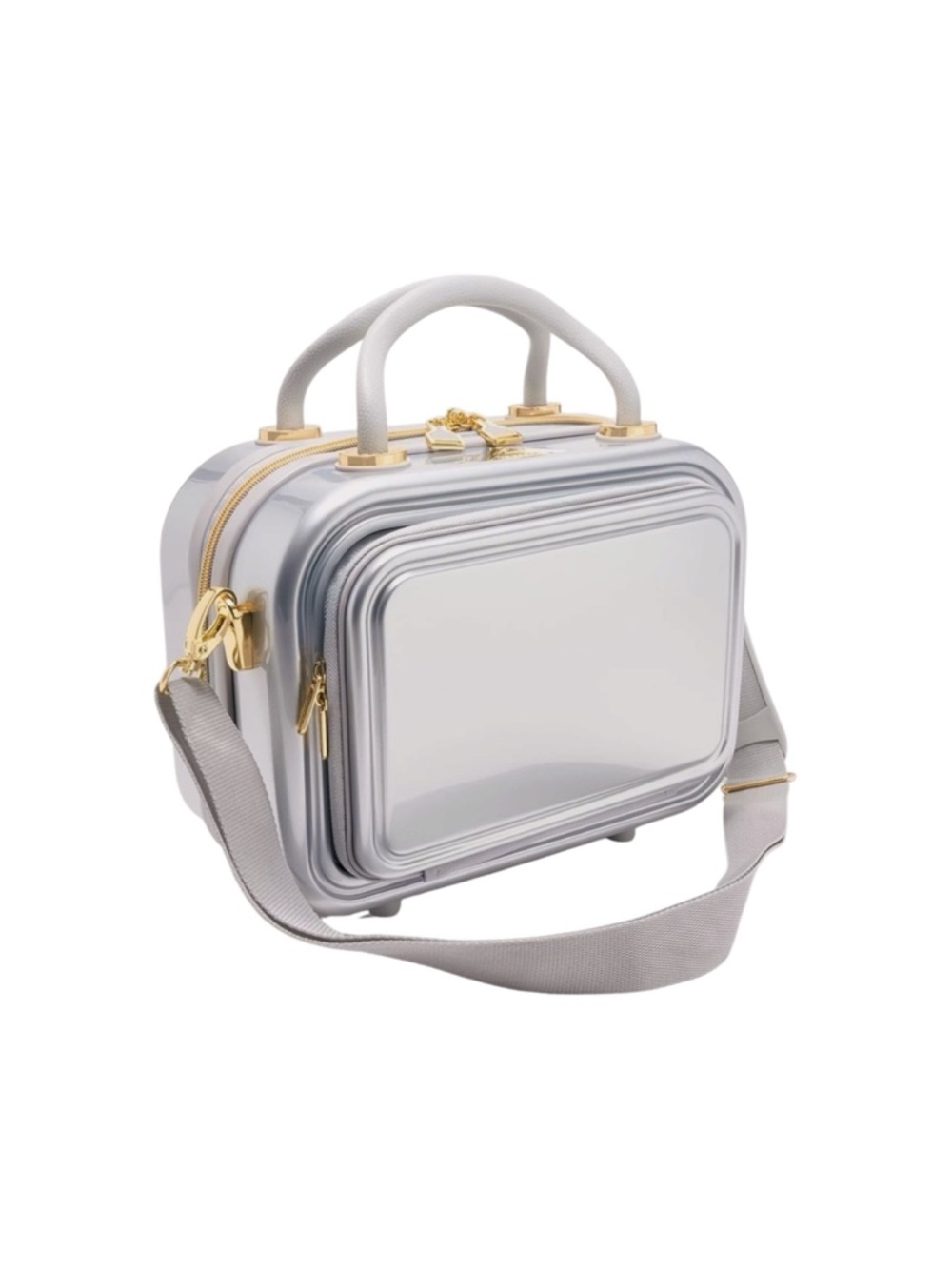 Triforce Hardside Beauty Case with Front Pocket Silver